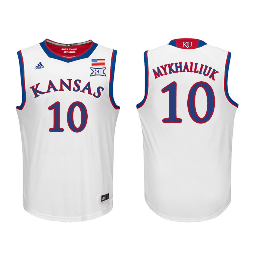 Male Kansas Jayhawks White Sviatoslav Mykhailiuk College Basketball Jersey