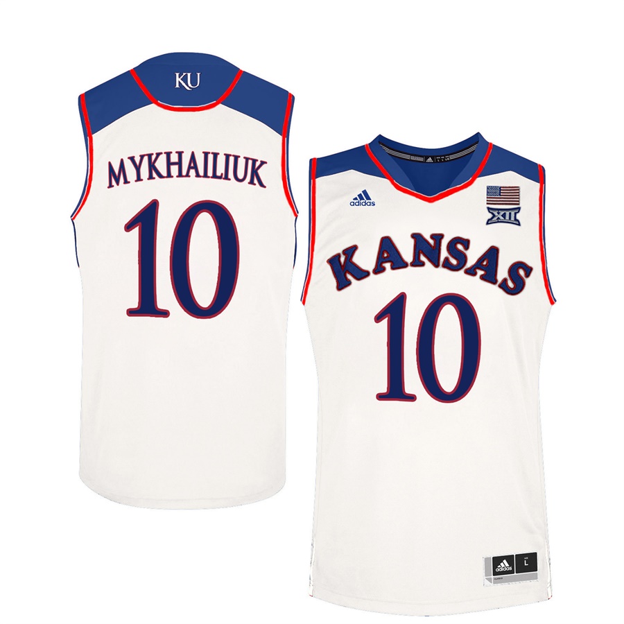 Male Kansas Jayhawks White Sviatoslav Mykhailiuk College Basketball Jersey1