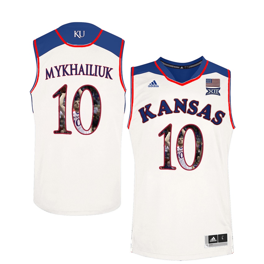 Male Kansas Jayhawks White Sviatoslav Mykhailiuk College Basketball Portrait Jersey
