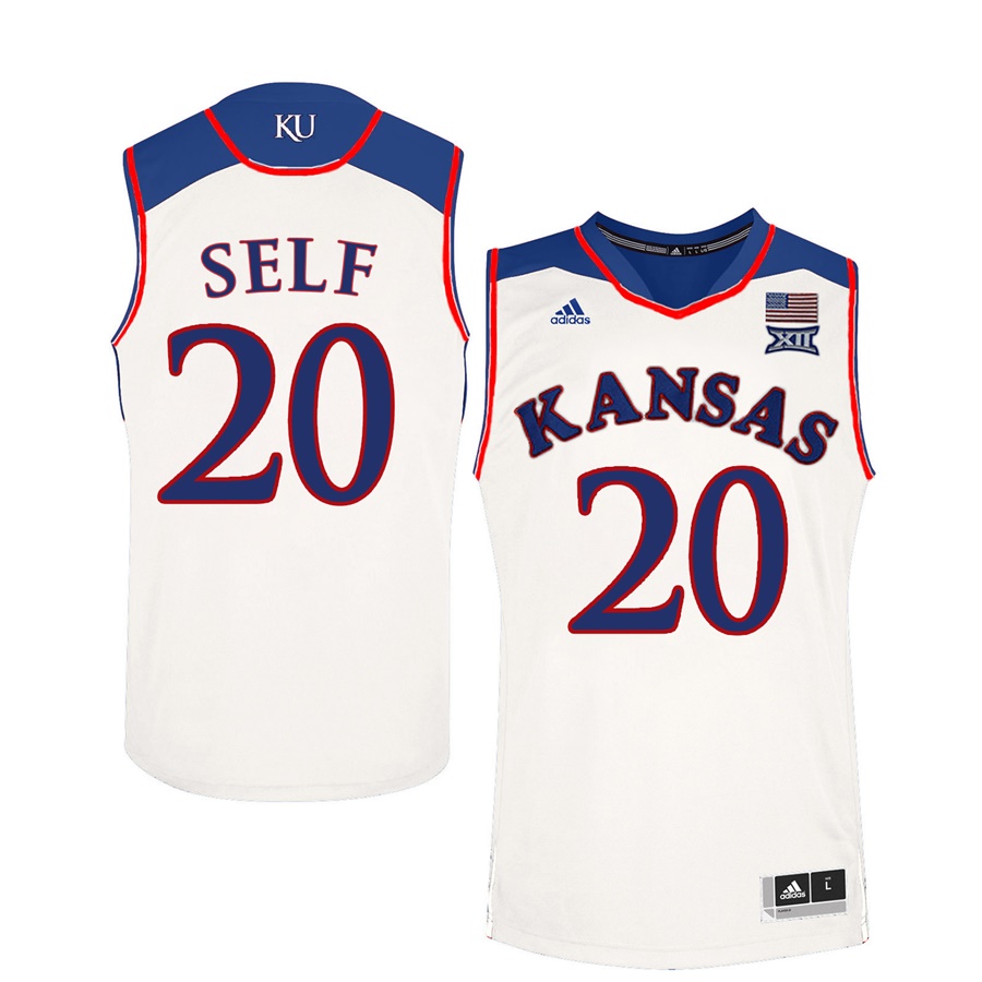 Male Kansas Jayhawks White Tyler Self College Basketball Jersey