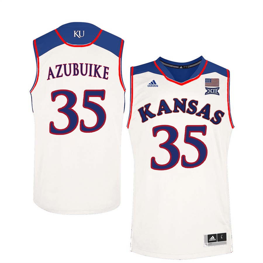 Male Kansas Jayhawks White Udoka Azubuike College Basketball Jersey1