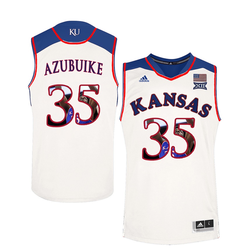 Male Kansas Jayhawks White Udoka Azubuike College Basketball Portrait Jersey