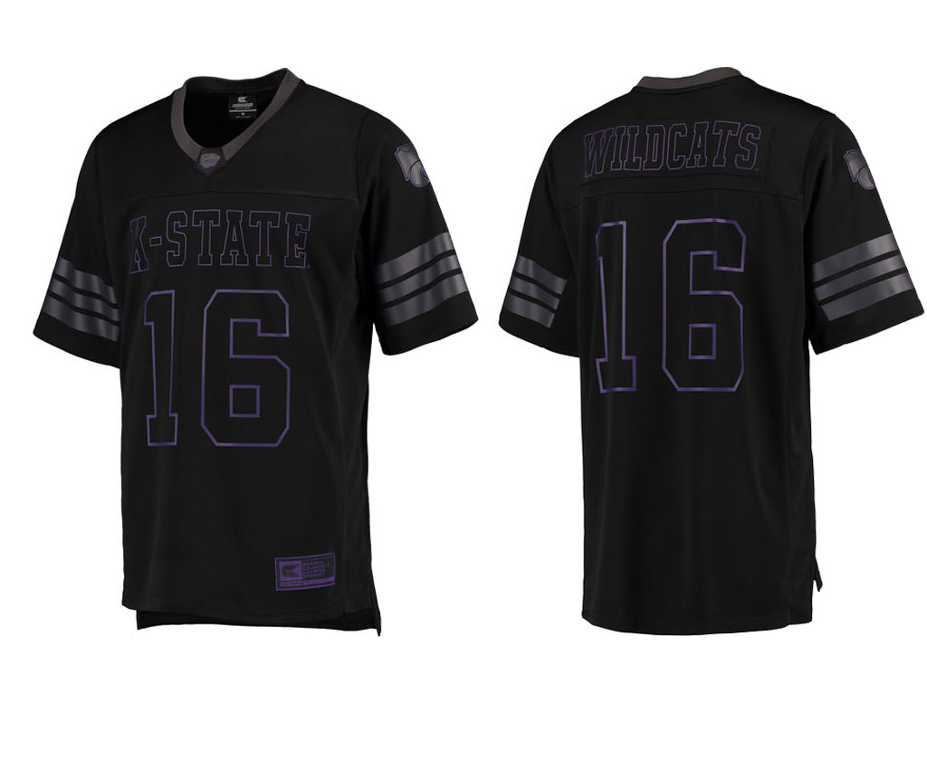 Male Kansas State Wildcats Black College Colosseum Blackout Football Jersey