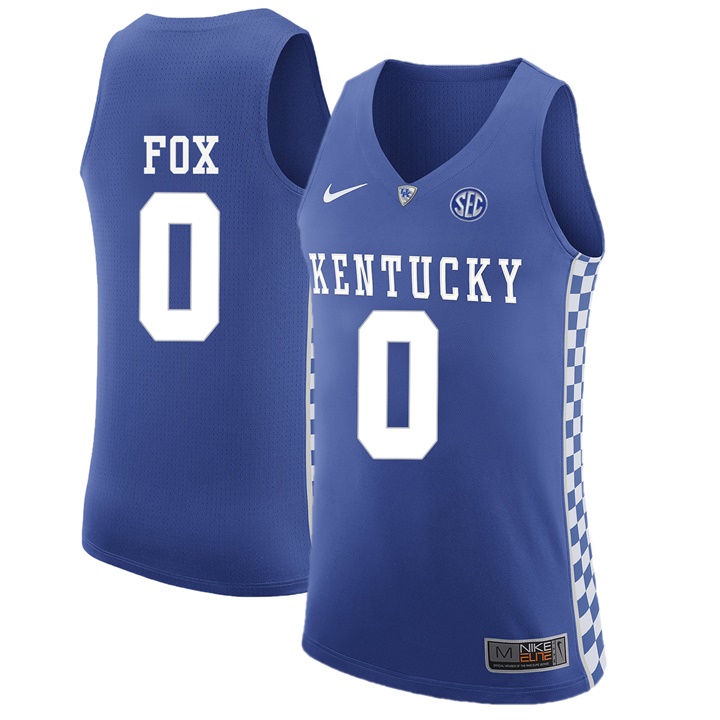 Male Kentucky Wildcats Royal De'Aaron Fox NCAA Basketball Jersey