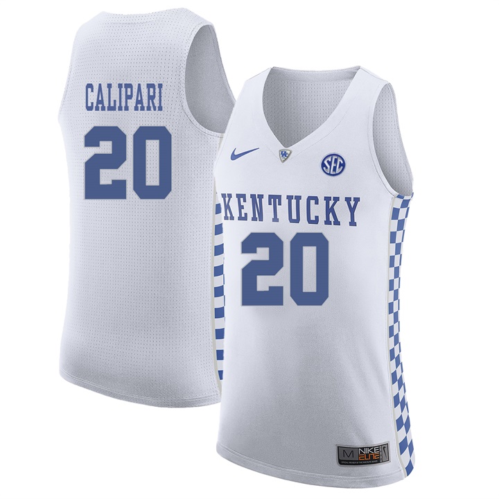 Male Kentucky Wildcats White Brad Calipari NCAA Basketball Jersey