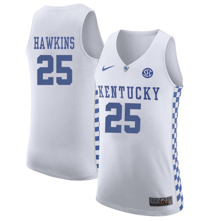 Male Kentucky Wildcats White Dominique Hawkins NCAA Basketball Jersey