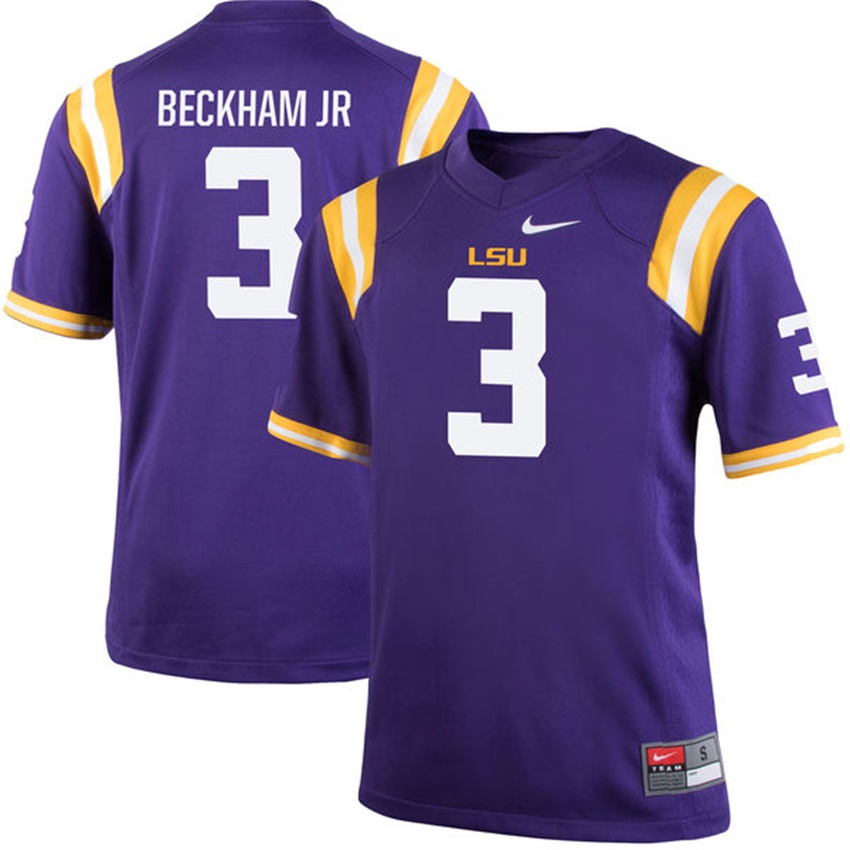 Male LSU Tigers #3 Odell Beckham Jr Purple College Football Jersey