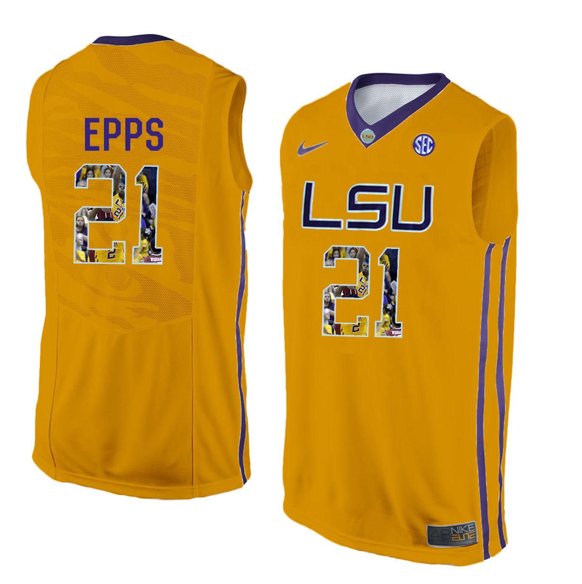 Male LSU Tigers Gold Aaron Epps College Basketball Jersey