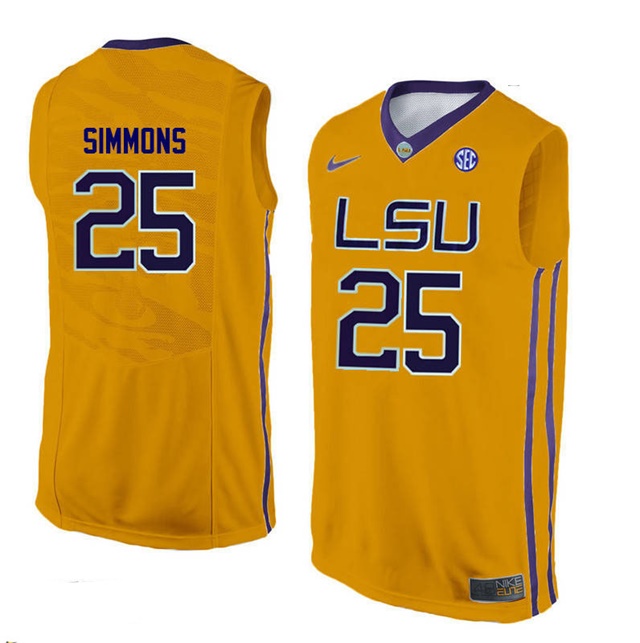 Male LSU Tigers Gold Ben Simmons College Basketball Jersey1