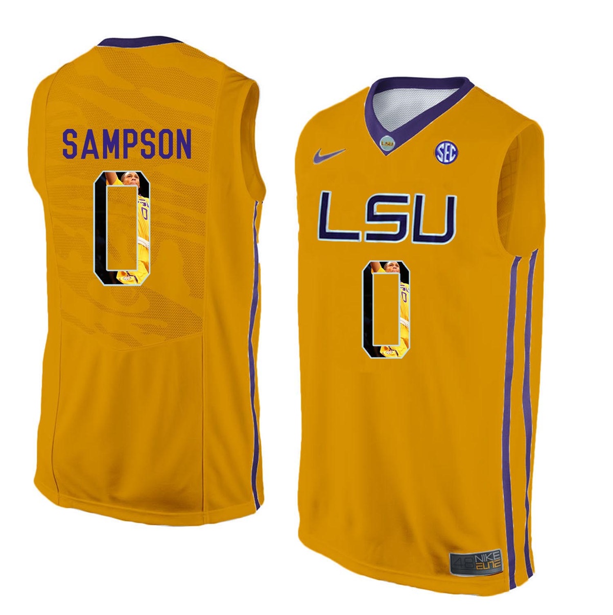 Male LSU Tigers Gold Brandon Sampson College Basketball Jersey