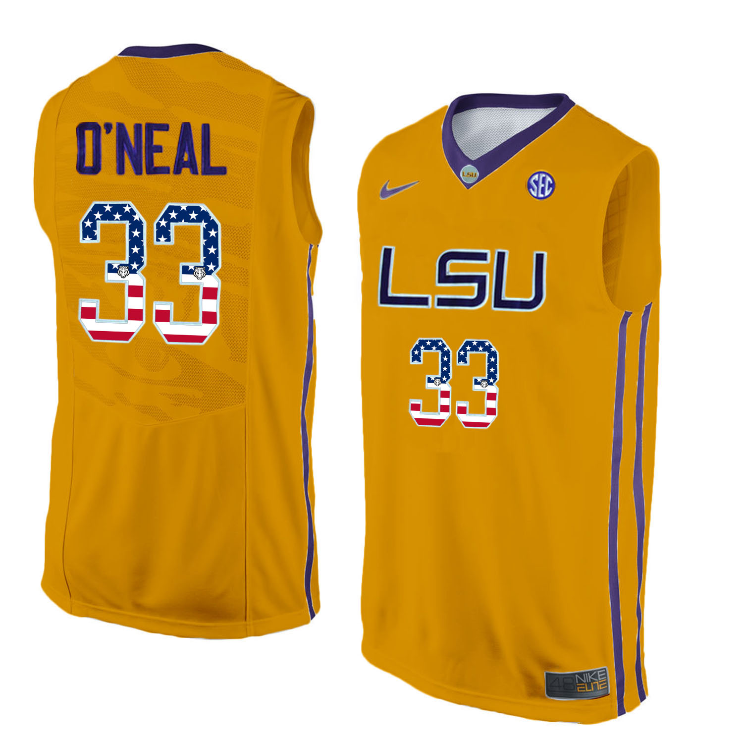 Male LSU Tigers Gold Shaquille O'Neal College Basketball Jersey
