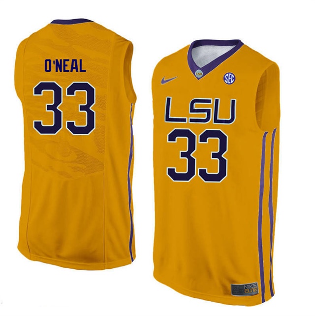 Male LSU Tigers Gold Shaquille O'Neal College Basketball Jersey2