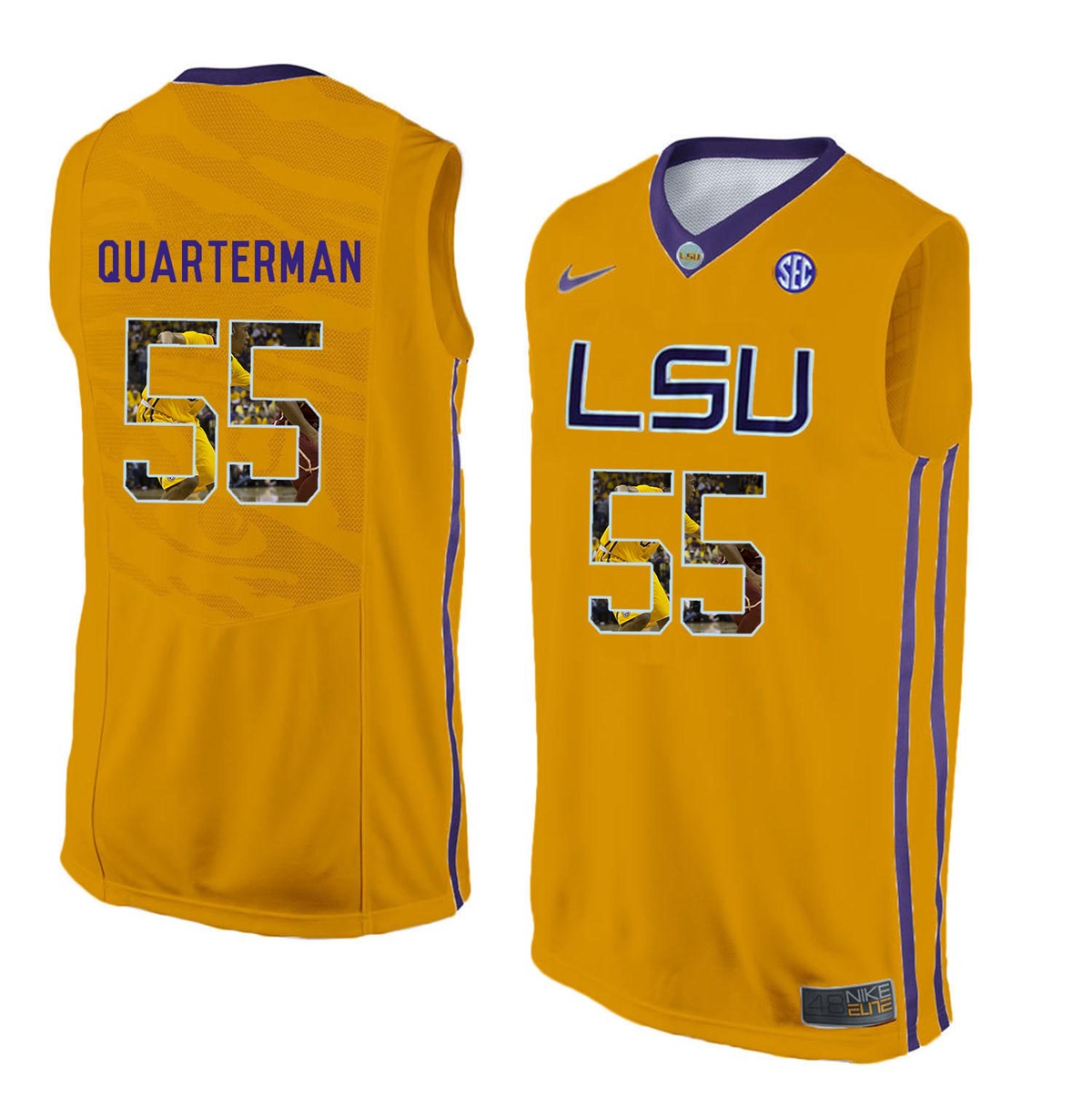 Male LSU Tigers Gold Tim Quarterman College Basketball Jersey