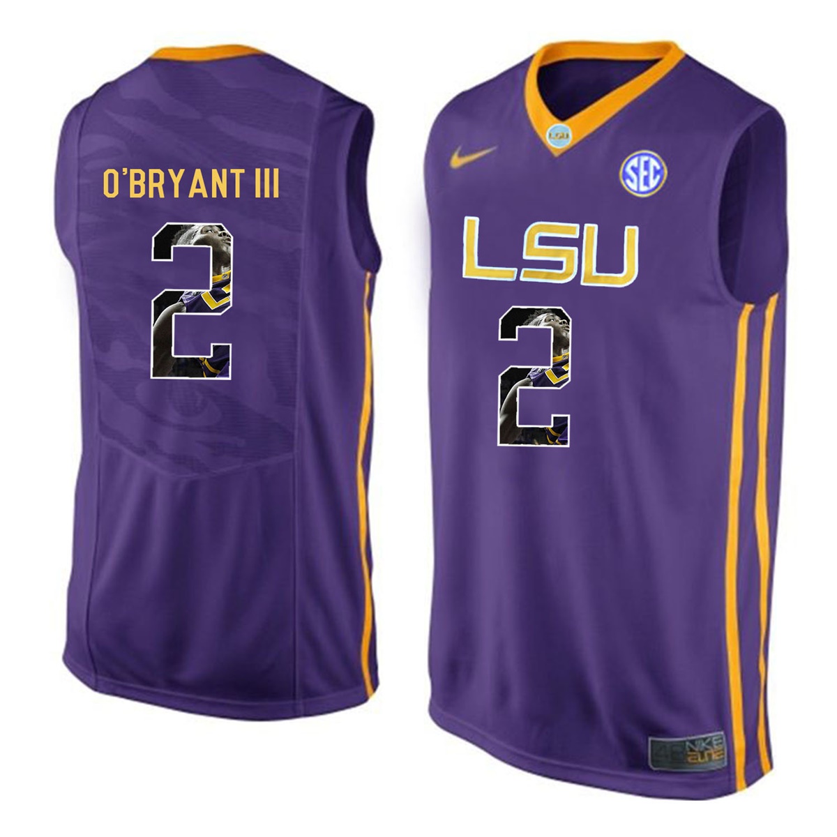 Male LSU Tigers Purple Johnny O'Bryant III College Basketball Jersey