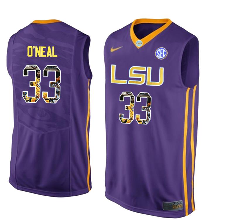Male LSU Tigers Purple Shaquille O'Neal College Basketball Jersey1