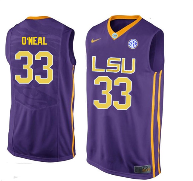 Male LSU Tigers Purple Shaquille O'Neal College Basketball Jersey2