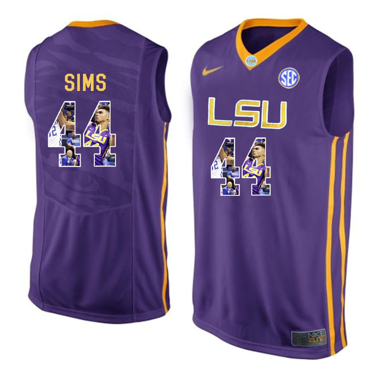 Male LSU Tigers Purple Wayde Sims College Basketball Jersey