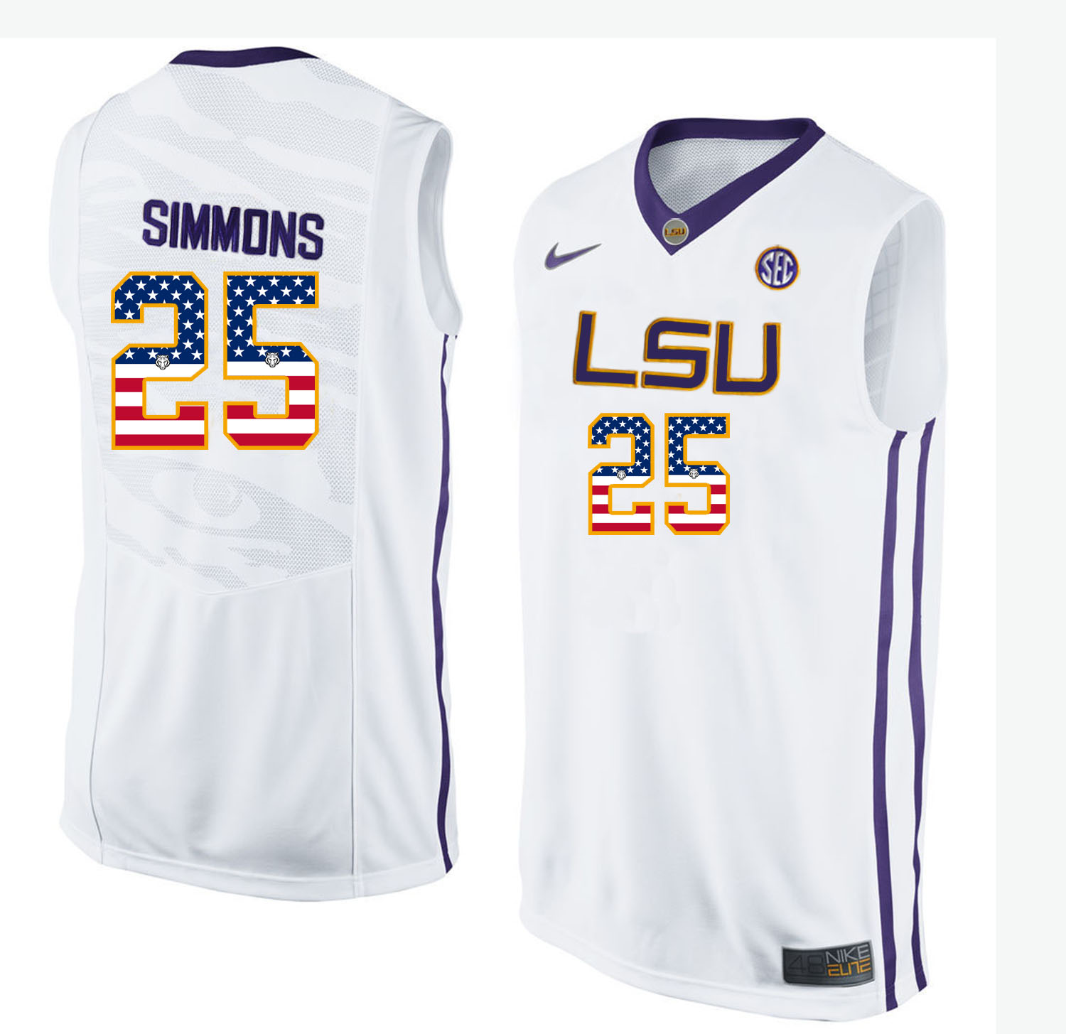Male LSU Tigers White Ben Simmons College Basketball Jersey