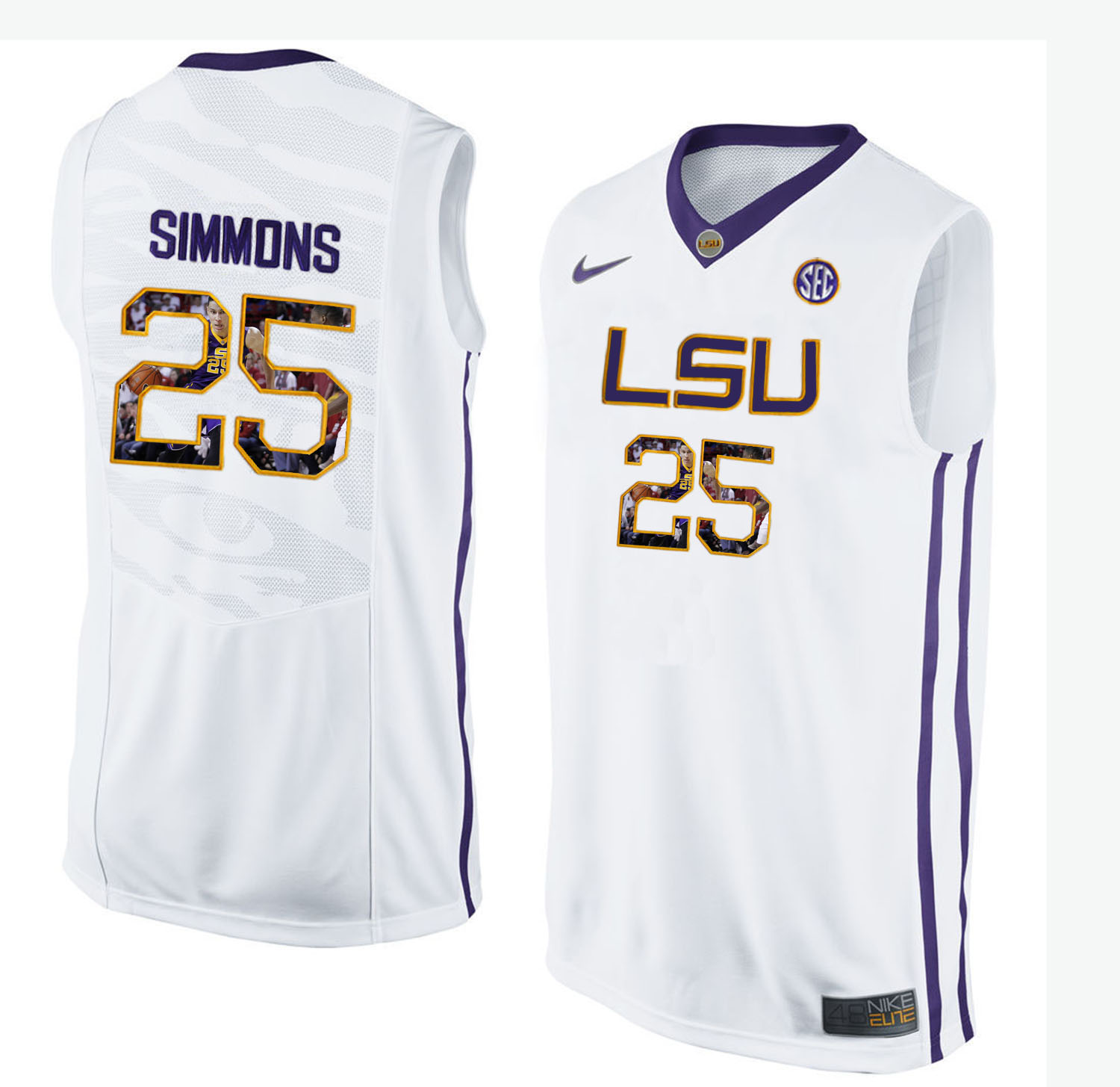Male LSU Tigers White Ben Simmons College Basketball Jersey1