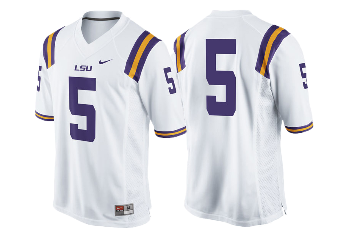 Male LSU Tigers White College Football Game Performance Jersey