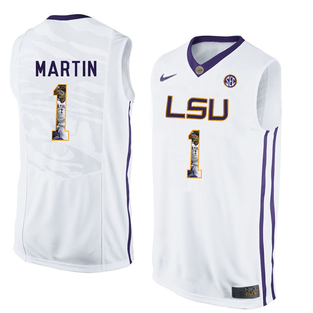Male LSU Tigers White Jarell Martin College Basketball Jersey