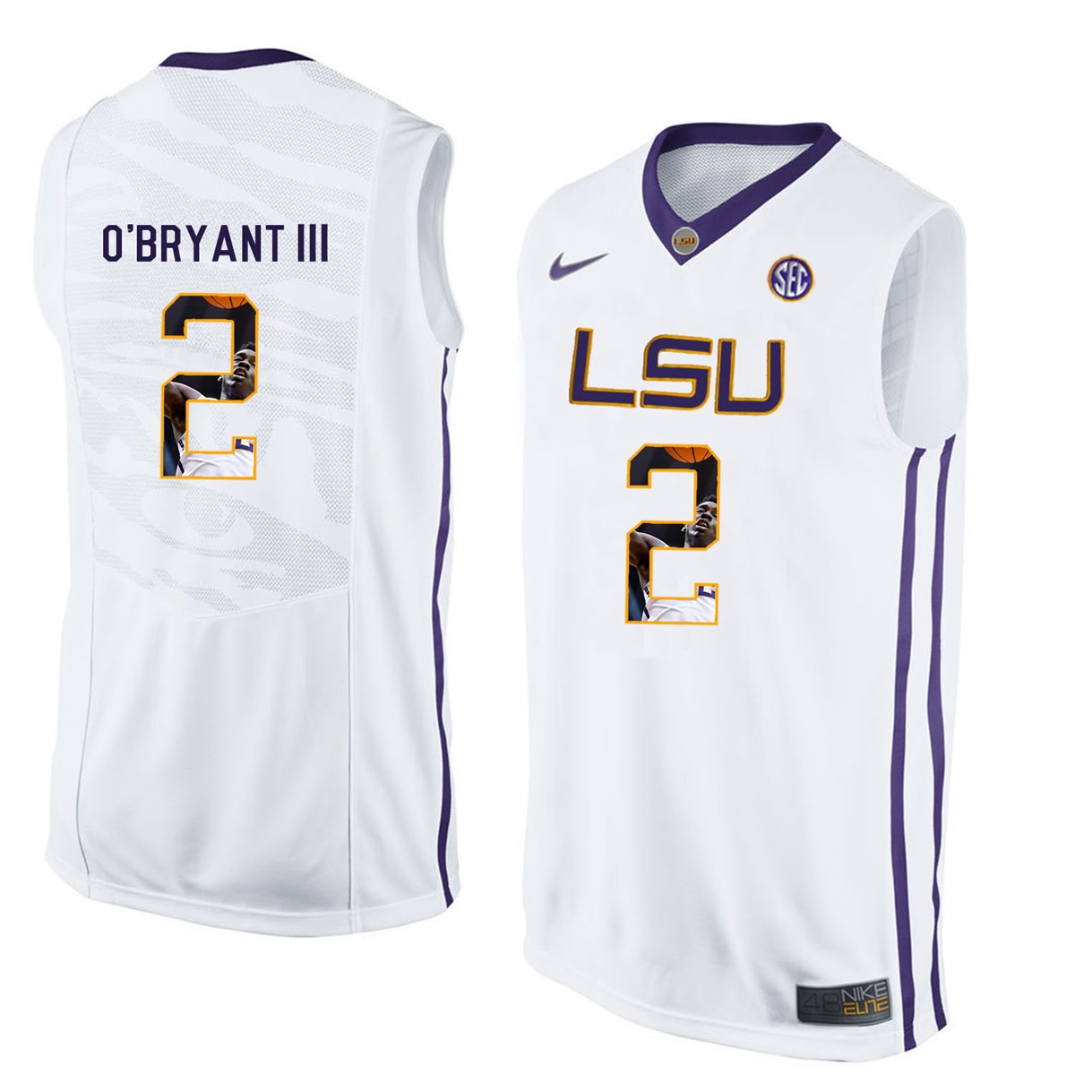Male LSU Tigers White Johnny O'Bryant III College Basketball Jersey