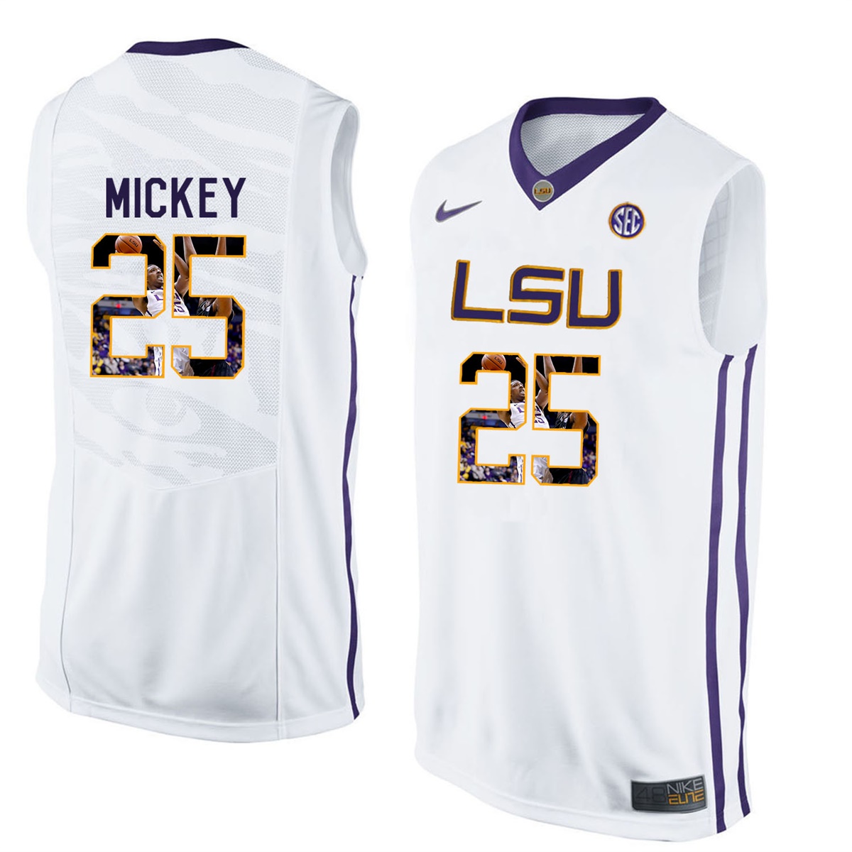 Male LSU Tigers White Jordan Mickey College Basketball Jersey