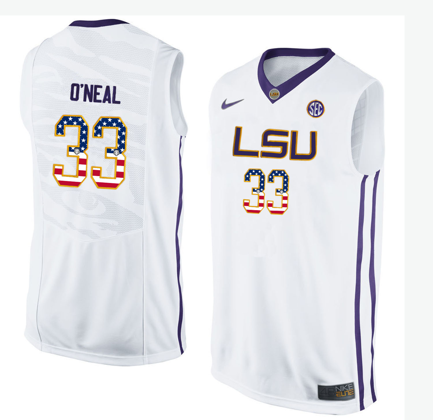 Male LSU Tigers White Shaquille O'Neal College Basketball Jersey