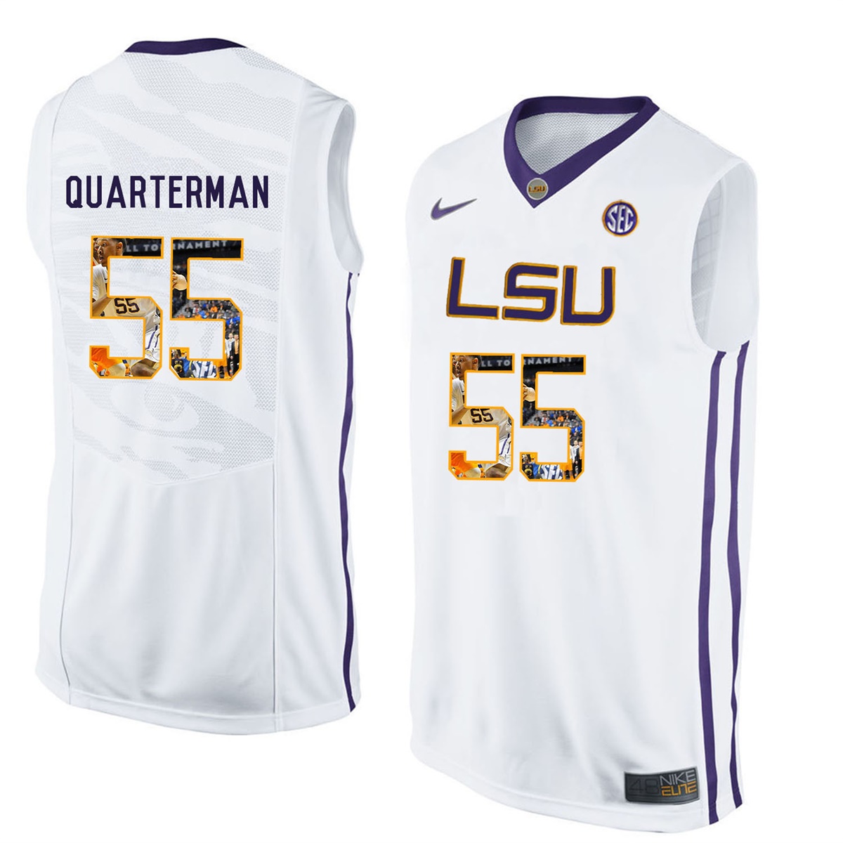 Male LSU Tigers White Tim Quarterman College Basketball Jersey
