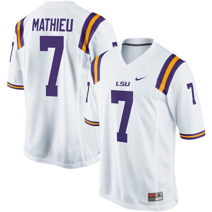 Male LSU Tigers White Tyrann Mathieu Alumni Football Performance Jersey