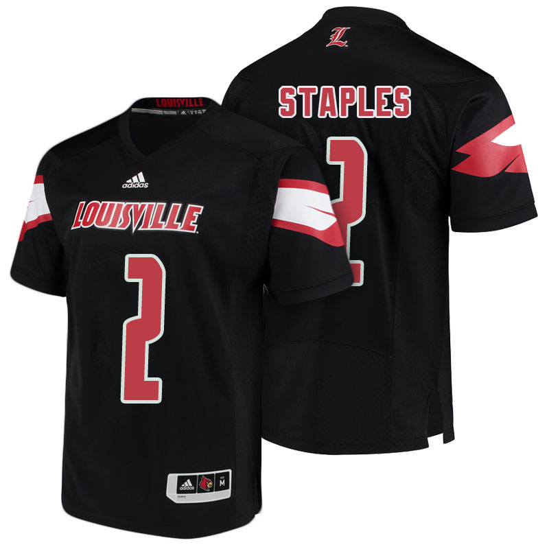 Male Louisville Cardinals Black Jamari Staples NCAA Football Jersey