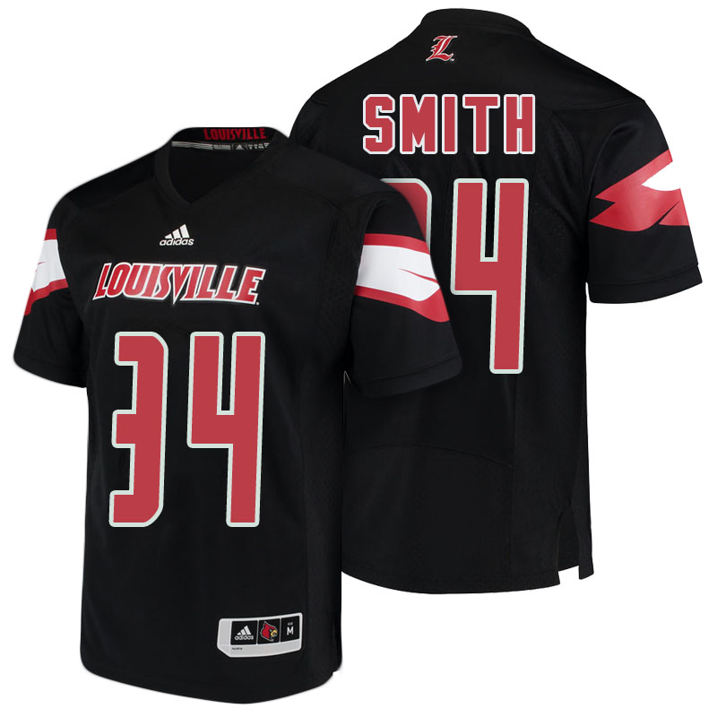 Male Louisville Cardinals Black Jeremy Smith NCAA Football Jersey