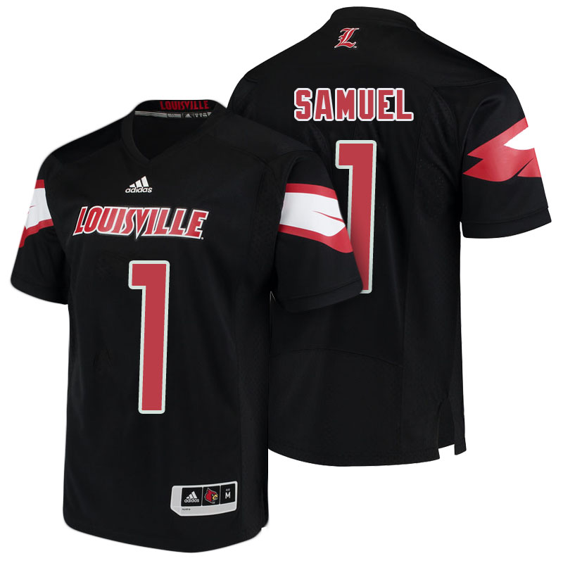 Male Louisville Cardinals Black Traveon Samuel NCAA Football Jersey