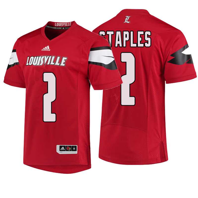Male Louisville Cardinals Red Jamari Staples NCAA Football Jersey