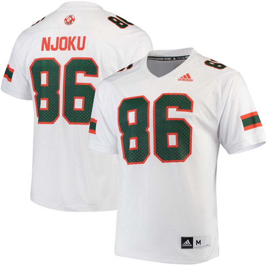 Male Miami Hurricanes White David Njoku NCAA Football Jersey Men's Jersey Male Miami Hurricanes White David Njoku NCAA Football Jersey