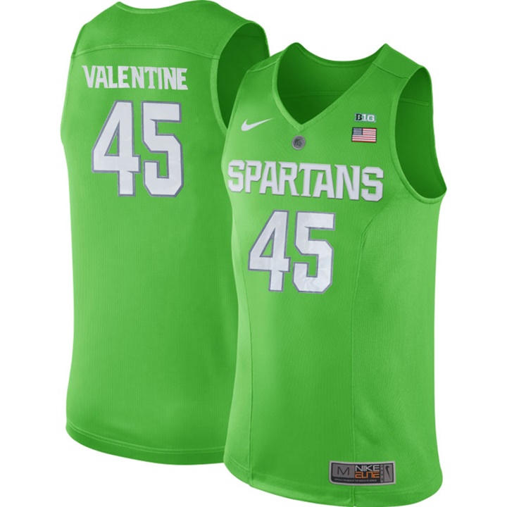 Male Michigan State Spartans Apple Green Denzel Valentine NCAA Basketball Jersey