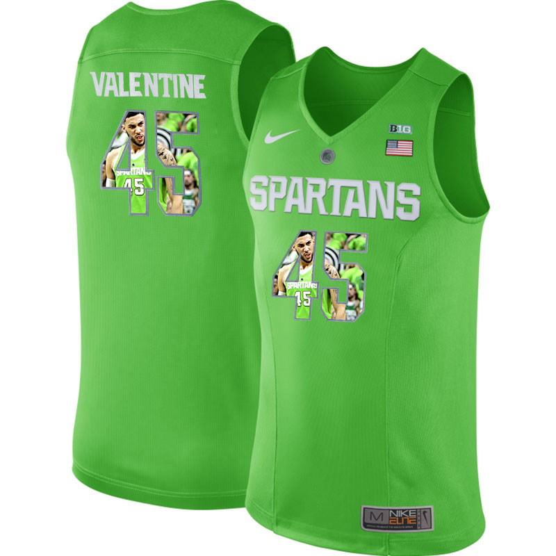 Male Michigan State Spartans Denzel Valentine Apple Green Big 12 Jersey Men's Jersey 