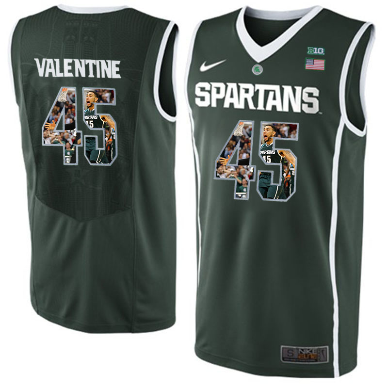 Male Michigan State Spartans Denzel Valentine Dark Green Big 12 Jersey Men's Jersey