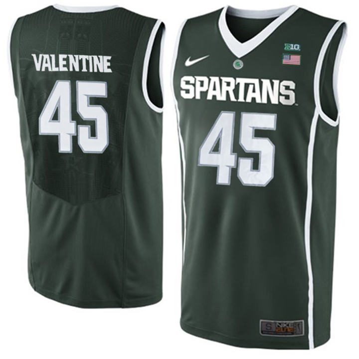 Male Michigan State Spartans Green Denzel Valentine NCAA Basketball Jersey