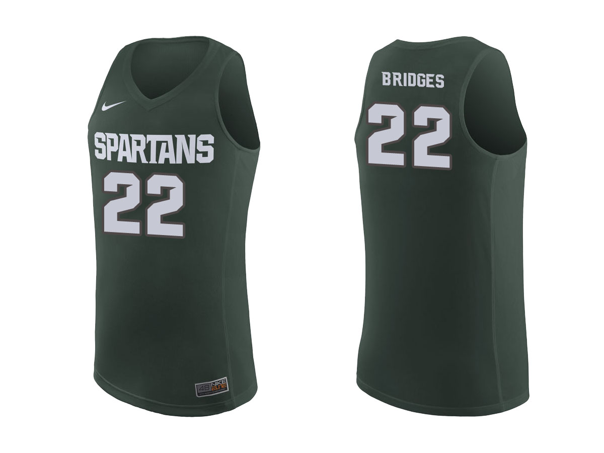 Male Michigan State Spartans Green Miles Bridges College Basketball Jersey