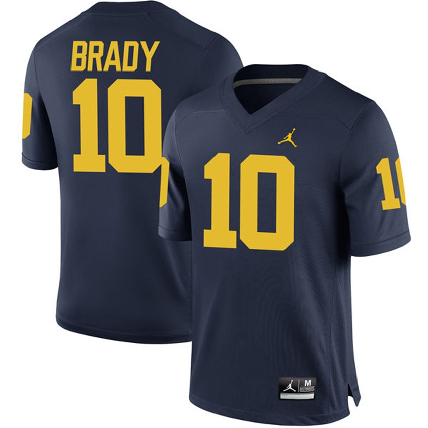 Male Michigan Wolverines #10 Tom Brady Navy College Football Jersey