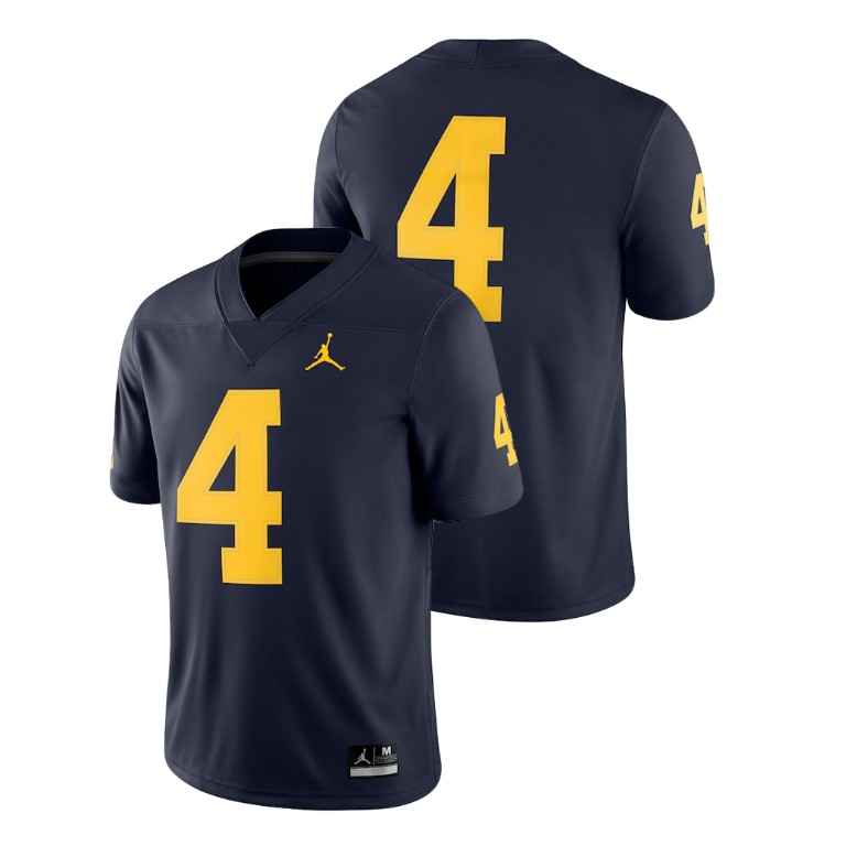Male Michigan Wolverines Jordan Brand #4 Navy College Football 2018 Game Jersey