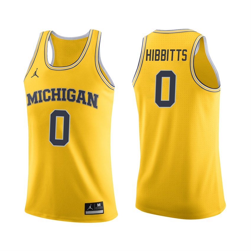 Male Michigan Wolverines Maize Brent Hibbitts College Basketball Jersey