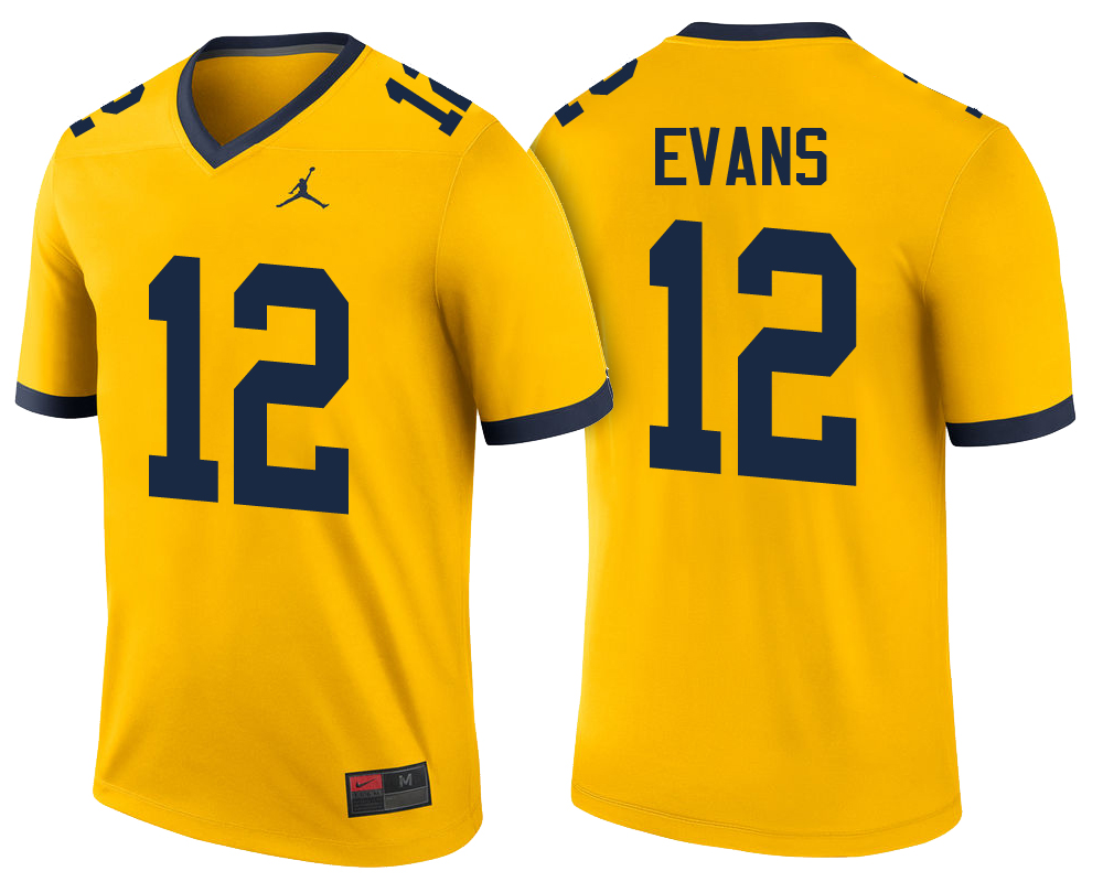 Male Michigan Wolverines Maize Chris Evans NCAA Football Jersey