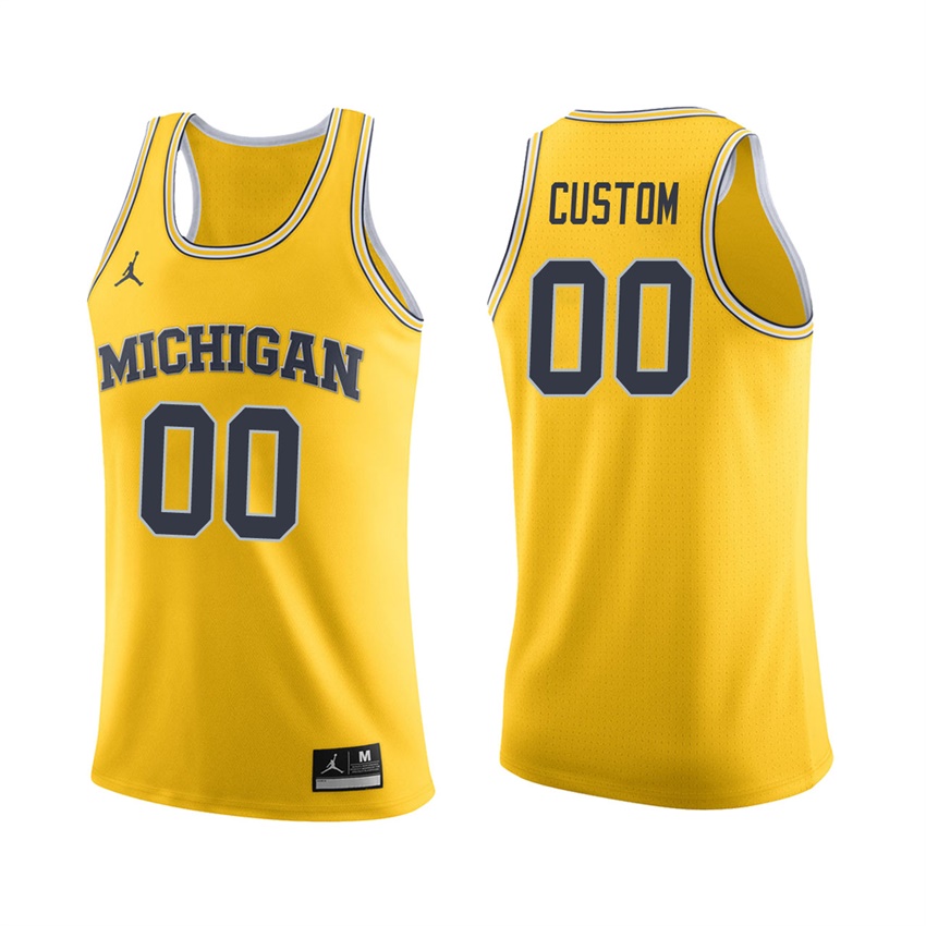 Male Michigan Wolverines Maize Custom College Basketball Jersey
