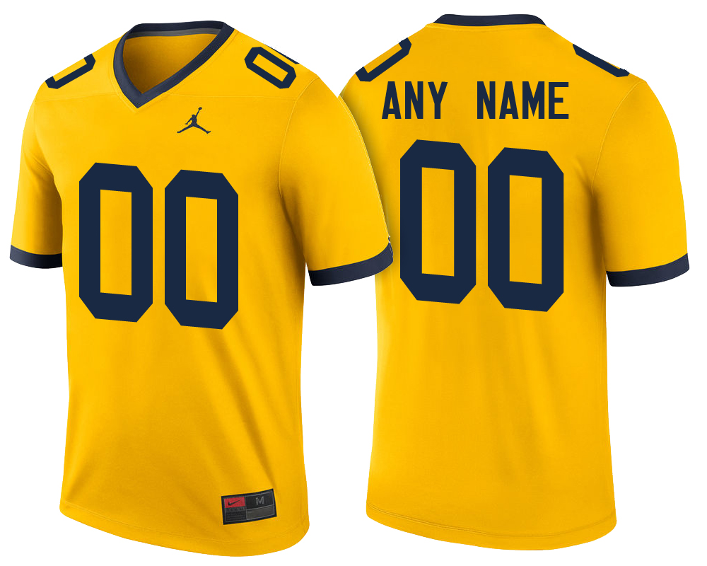 Male Michigan Wolverines Maize Custom College Football Jersey