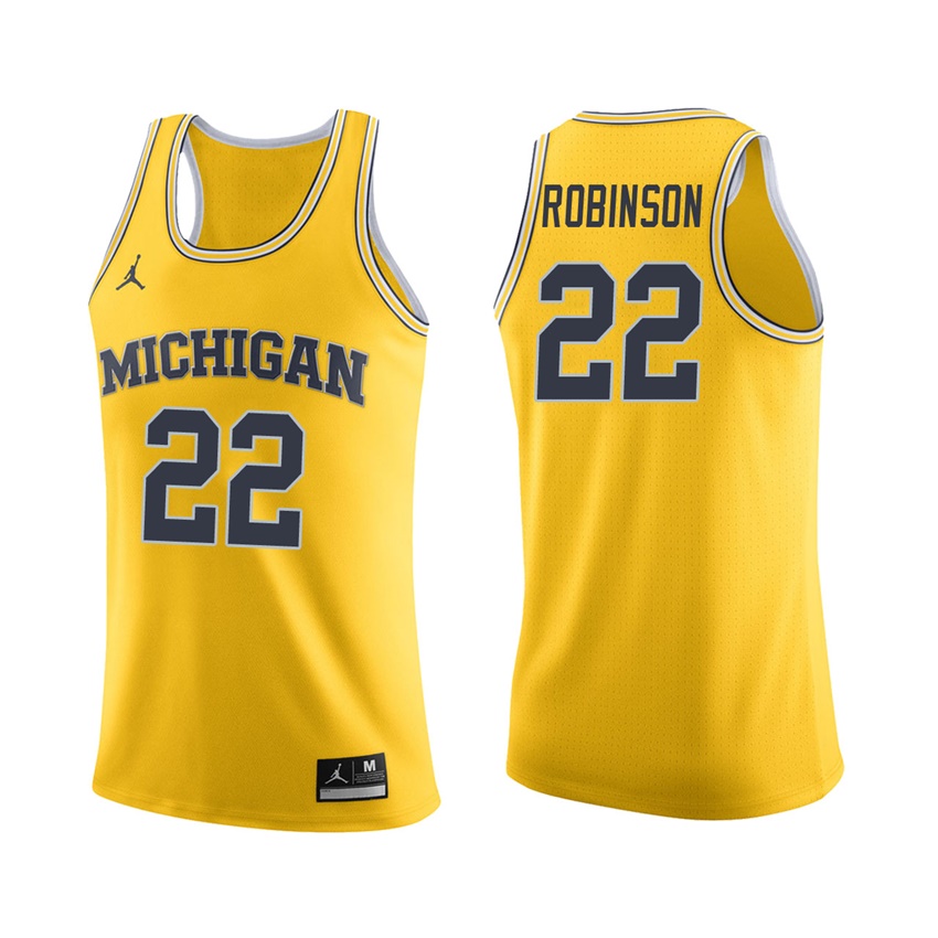 Male Michigan Wolverines Maize Duncan Robinson College Basketball Jersey