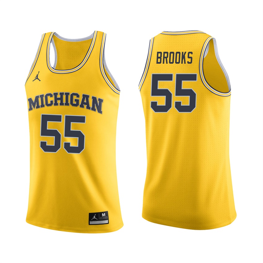 Male Michigan Wolverines Maize Eli Brooks College Basketball Jersey