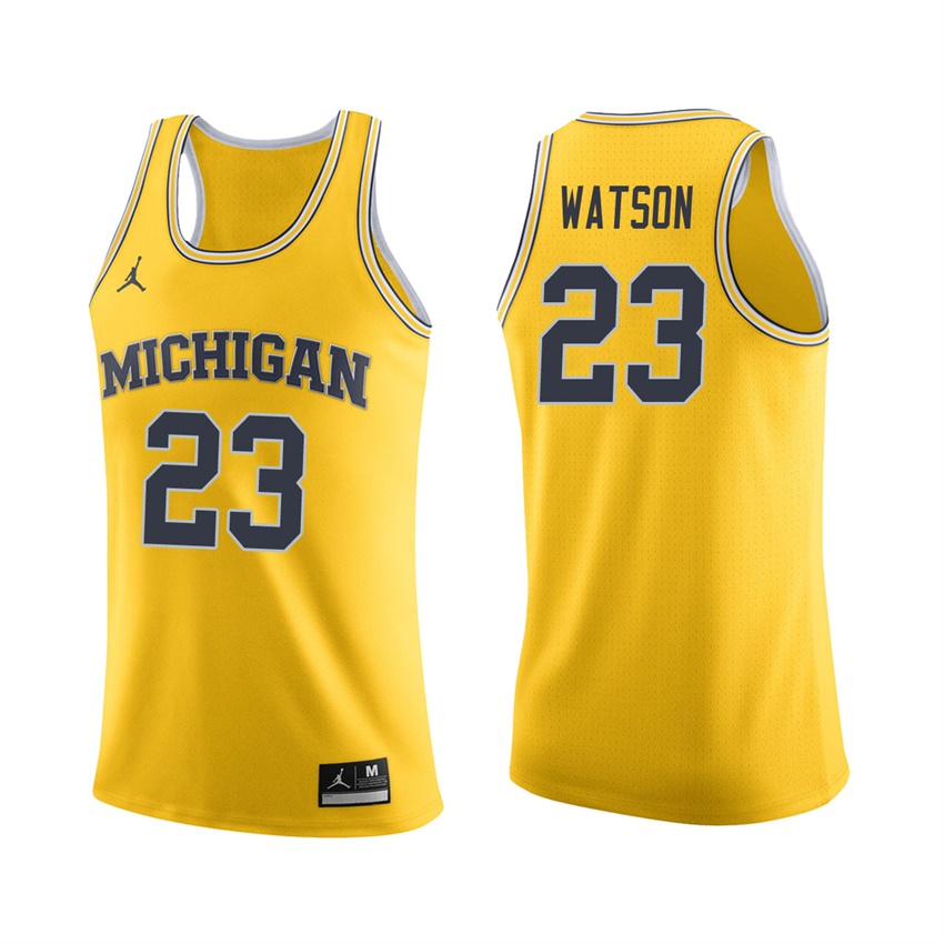Male Michigan Wolverines Maize Ibi Watson College Basketball Jersey