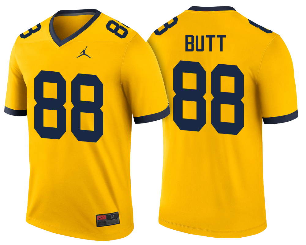 Male Michigan Wolverines Maize Jake Butt NCAA Football Jersey
